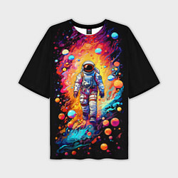 Мужская футболка оверсайз Астронавт на прогулке