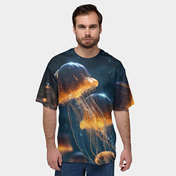 Футболка оверсайз мужская Люминисцентные медузы, цвет: 3D-принт — фото 2