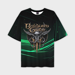 Мужская футболка оверсайз Baldurs Gate 3 dark green