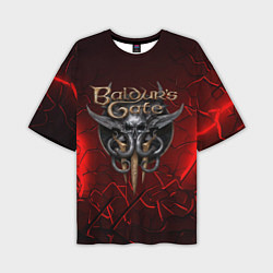 Мужская футболка оверсайз Baldurs Gate 3 logo red