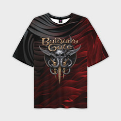Мужская футболка оверсайз Baldurs Gate 3 logo dark red black