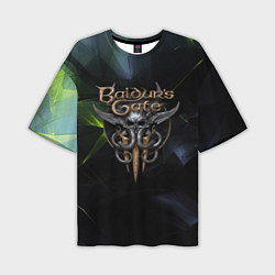 Мужская футболка оверсайз Baldurs Gate 3 logo dark green