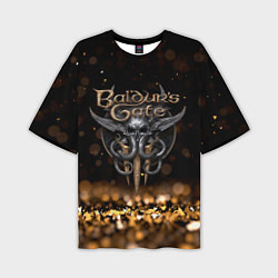 Мужская футболка оверсайз Baldurs Gate 3 logo dark gold logo