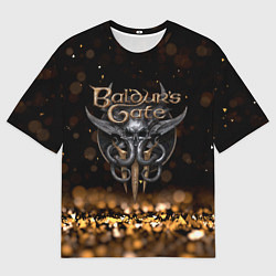 Мужская футболка оверсайз Baldurs Gate 3 logo dark gold logo