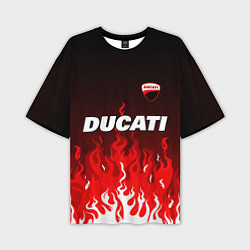 Мужская футболка оверсайз Ducati- красное пламя