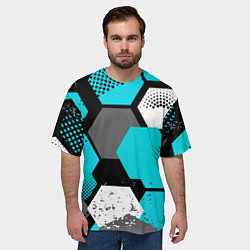 Футболка оверсайз мужская Шестиугольники абстрактный фон, цвет: 3D-принт — фото 2