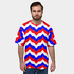 Футболка оверсайз мужская Волны цвета флага России, цвет: 3D-принт — фото 2
