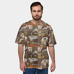 Футболка оверсайз мужская Рисунки коллаж, цвет: 3D-принт — фото 2