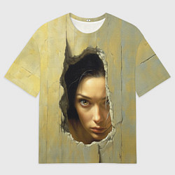 Футболка оверсайз мужская Девушка выглядывает, цвет: 3D-принт