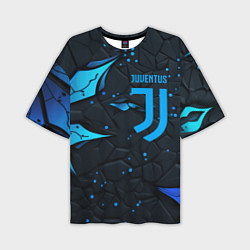 Мужская футболка оверсайз Juventus abstract blue logo