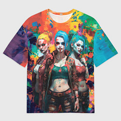 Футболка оверсайз мужская Три девушки на Хэллоуин, цвет: 3D-принт