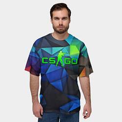 Футболка оверсайз мужская CSGO blue abstract, цвет: 3D-принт — фото 2