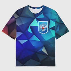 Мужская футболка оверсайз Russia blue abstract