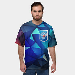 Футболка оверсайз мужская Russia blue abstract, цвет: 3D-принт — фото 2