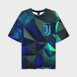 Мужская футболка оверсайз Juventus blue abstract logo