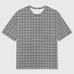 Мужская футболка оверсайз Клетка серая