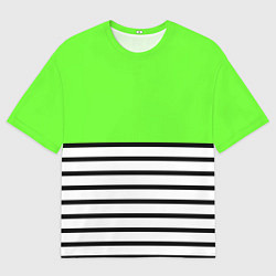 Футболка оверсайз мужская Полосатый ярко-салатовый, цвет: 3D-принт