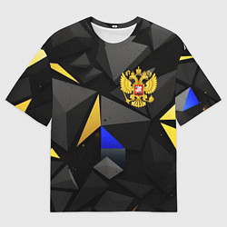 Мужская футболка оверсайз Герб РФ абстракция