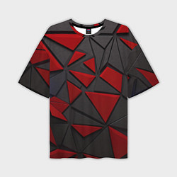 Футболка оверсайз мужская Черные и красные объемные элементы, цвет: 3D-принт
