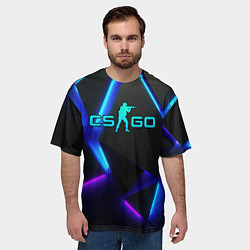 Футболка оверсайз мужская CSGO neon geometry, цвет: 3D-принт — фото 2