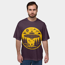 Футболка оверсайз мужская Инопланетное вторжение летающая тарелка, цвет: 3D-принт — фото 2