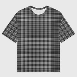 Мужская футболка оверсайз Черно-белая шотландка