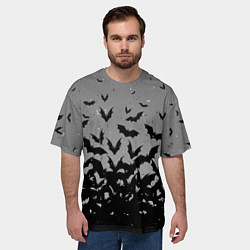 Футболка оверсайз мужская Серый фон и летучие мыши, цвет: 3D-принт — фото 2