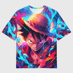 Мужская футболка оверсайз Луффи из Ван Пис - разноцветный