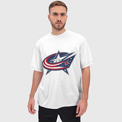 Футболка оверсайз мужская Columbus blue jackets - Sergey Bobrovsky, цвет: 3D-принт — фото 2