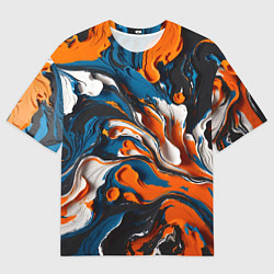 Мужская футболка оверсайз Акриловые краски - оранжевые