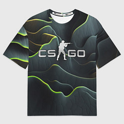 Футболка оверсайз мужская CSGO green dark texture, цвет: 3D-принт
