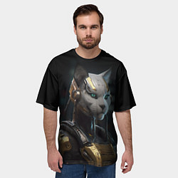 Футболка оверсайз мужская Кошка робот, цвет: 3D-принт — фото 2