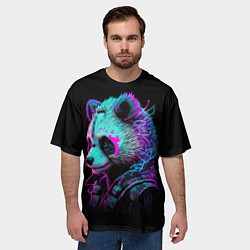 Футболка оверсайз мужская Панда киберпанк, цвет: 3D-принт — фото 2