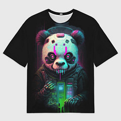 Мужская футболка оверсайз Панда киберпанк