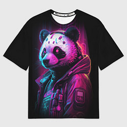 Футболка оверсайз мужская Panda cyberpunk, цвет: 3D-принт