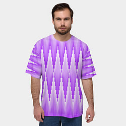 Футболка оверсайз мужская Узкие сиреневые ромбы, цвет: 3D-принт — фото 2