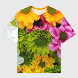 Мужская футболка оверсайз Паттерн цветочный