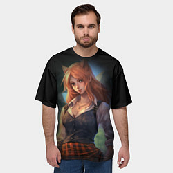 Футболка оверсайз мужская Девушка лисица в школьной форме, цвет: 3D-принт — фото 2