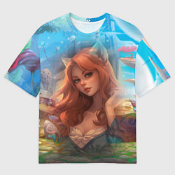 Футболка оверсайз мужская Рыжая девушка лисица, цвет: 3D-принт