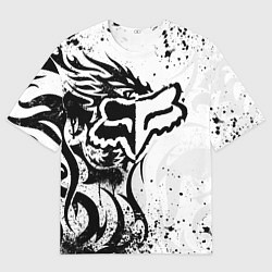 Футболка оверсайз мужская Fox motocross - белый дракон, цвет: 3D-принт