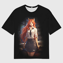 Мужская футболка оверсайз Девушка лиса студентка