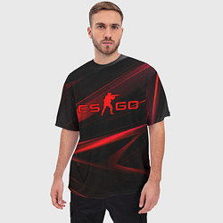 Футболка оверсайз мужская CSGO red black logo, цвет: 3D-принт — фото 2