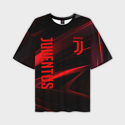 Мужская футболка оверсайз Juventus black red logo