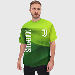 Футболка оверсайз мужская Ювентус лого на зеленом фоне, цвет: 3D-принт — фото 2