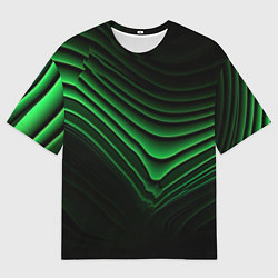 Мужская футболка оверсайз Зеленые линии абстракция