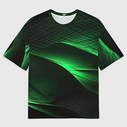 Мужская футболка оверсайз Зеленая абстракция фон