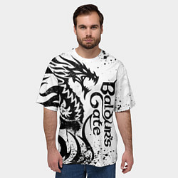 Футболка оверсайз мужская Балдурс гейт 3 - дракон, цвет: 3D-принт — фото 2