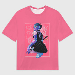 Мужская футболка оверсайз Кибер девушка