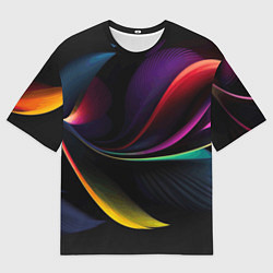 Футболка оверсайз мужская Ночная абстракция из разноцветных лучей, цвет: 3D-принт
