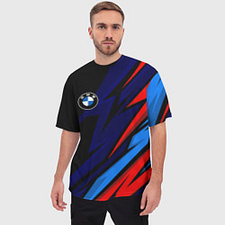 Футболка оверсайз мужская BMW - m colors and black, цвет: 3D-принт — фото 2